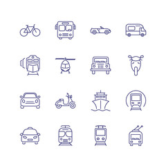 Aufkleber - Transport line icon set. Train, ship, helicopter. Transportation concept. Can be used for topics like vehicles, trip, travel