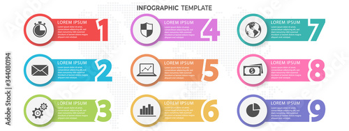 Fotomural Infographic template with numbers 9 options.