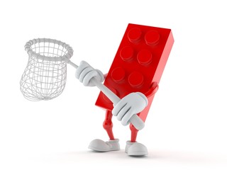 Poster - Toy block character holding net