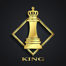 3d Golden Chess King Shiny Logo