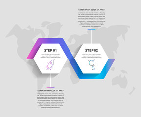 Vector business infographics. Timeline modern with 2 hexagons. Used for web design, marketing advertising, workflow layout, annual report, flowchart, chart