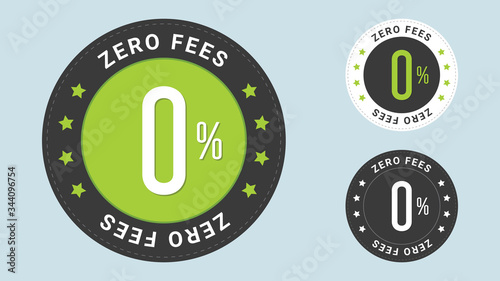 Fotografía Zero Fees stamp vector illustration with euro sign