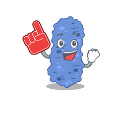 Canvas Print - Burkholderia bacteria presented in cartoon character design with Foam finger