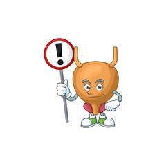 Sticker - A picture of bladder cartoon character concept holding a sign