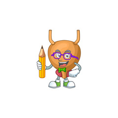 Canvas Print - Bladder student cartoon character studying with pencil