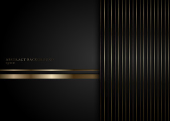 Wall Mural - Abstract stripes golden lines on black background