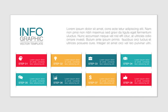 Vector iInfographic template for business, presentations, web design, 8 options.
