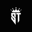 ST logo monogram emblem style with crown shape design template
