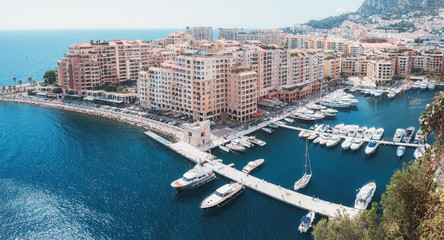 Wall Mural - Top view on the Monegasque harbor Port de Fontvieille