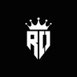RO logo monogram emblem style with crown shape design template