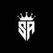 SA logo monogram emblem style with crown shape design template