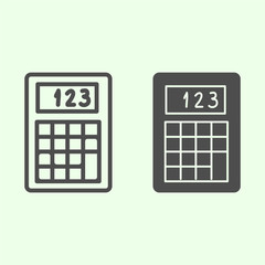 Poster - Calculator line and solid icon. Electronic device for accounting and calculating outline style pictogram on white background. Technology signs for mobile concept and web design. Vector graphics.