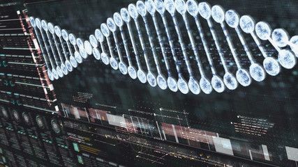 Aufkleber - Futuristic holographic advance biomedical DNA sequence analysis diagnostic head up display for background computer screen display