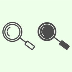 Poster - Magnifier line and solid icon. Search tool Magnifying glass outline style pictogram on white background. Development and research signs for mobile concept and web design. Vector graphics.