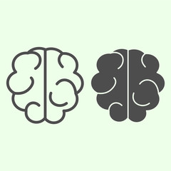 Poster - Brain line and solid icon. Human mind or intelligence symbol outline style pictogram on white background. Development and idea signs for mobile concept and web design. Vector graphics.