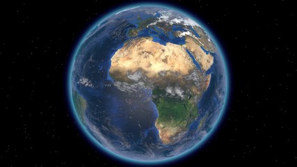 Wall Mural - Beautiful planet Earth in space against the background of stars. 3d rendering. Elements of this video furnished by NASA.