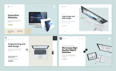set of flat design web page templates of web and logo design, programming, startup, business service