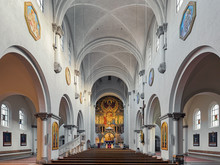 Interior Of Parish Church Of St Anna In The Lehel District Of Munich, Germany. The Church Was Built In 1887-1892 By Design Of Gabriel Von Seidl.