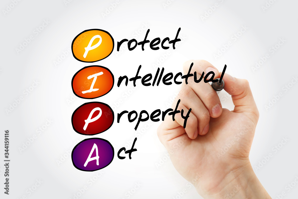 Pipa Part Term PIPA - Protect Intellectual Property Act acronym, concept background ...