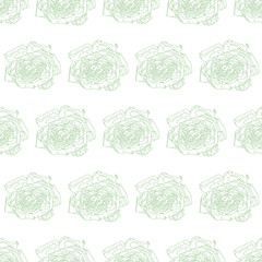 Poster - Green texture rose pattern print on white background