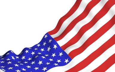 Waving flag of the United States of America. Stars and Stripes. State symbol of the USA. 3D illustration