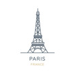 Paris city, France. Line icon of the famous and largest city in Europe. Outline icon for web, mobile, and infographics. Landmark and famous building. Vector illustration, white isolated. 