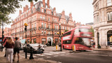 Fototapeta Londyn - Motion blurred London street scene of Sloane Square