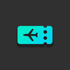 Poster - Simple ticket plane icon. Blank card. Colorful logo concept with