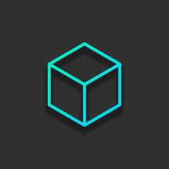 Poster - Geometric empty cube. Simple outline icon. Colorful logo concept
