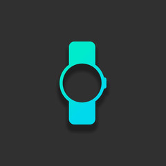 Poster - Hand smart watch with round display. Technology icon. Colorful l