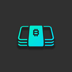 Poster - Pack of bitcoin money or vouchers. Business icon. Colorful logo