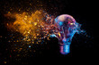 Leinwandbild Motiv explosion of a traditional electric bulb. shot taken in high speed