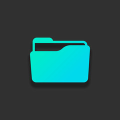 Poster - Folder of documents, portfolio with files, business icon. Colorful logo concept with soft shadow on dark background. Icon color of azure ocean