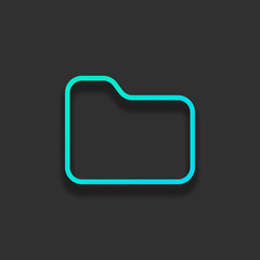 Poster - Folder of documents, portfolio with files, linear outline business icon. Colorful logo concept with soft shadow on dark background. Icon color of azure ocean