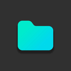 Poster - Folder of documents, portfolio with files, business icon. Colorful logo concept with soft shadow on dark background. Icon color of azure ocean