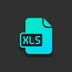Poster - Computer file, xls symbol. Colorful logo concept with soft shadow on dark background. Icon color of azure ocean
