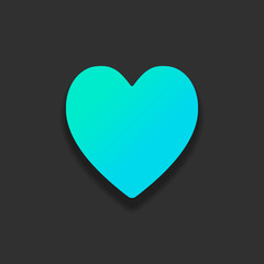 Poster - Heart, love symbol, playing card game. Colorful logo concept with soft shadow on dark background. Icon color of azure ocean