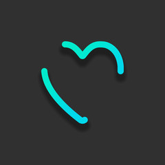 Poster - Heart, love symbol, playing card game, outline design. Colorful logo concept with soft shadow on dark background. Icon color of azure ocean