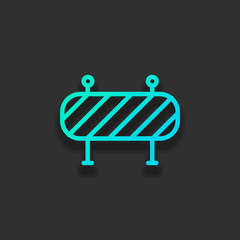 Poster - Road barrier, block entry, outline design. Colorful logo concept with soft shadow on dark background. Icon color of azure ocean