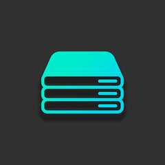Poster - Database server, backup data, computer network, cloud hardware. Colorful logo concept with soft shadow on dark background. Icon color of azure ocean