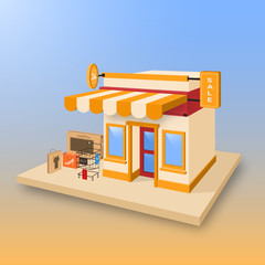 Poster - Online shopping concept. Store building. vector illustration