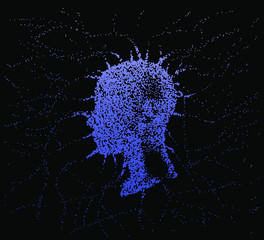 Poster - Silhouette of a human profile with wires going outside the head like the neural networks, axons and dendrites. The subject of mind, mental powers and Artificial intelligence.