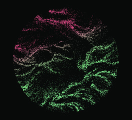 Aufkleber - Dotted sphere made with Generative art algorithm - Perlin gradient simplex noise for texture synthesis. Conceptual image of high tech systems: Artificial Intelligence, Deep Learning, Neural networks.