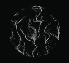 Aufkleber - Dotted sphere made with Generative art algorithm - Perlin gradient simplex noise for texture synthesis. Conceptual image of high tech systems: Artificial Intelligence, Deep Learning, Neural networks.