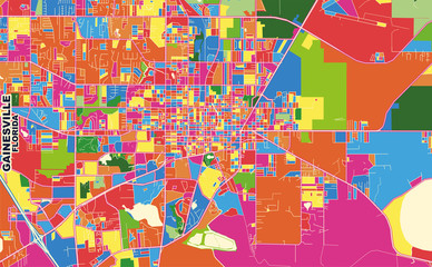 Wall Mural - Gainesville, Florida, USA, colorful vector map