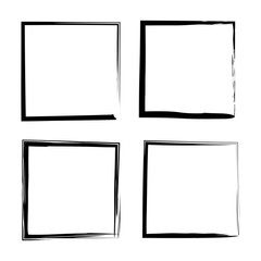 Aufkleber - Brush painted black frame. Artistic style square frame, four pieces. Unique square frame. Vector illustration. Stock Photo.