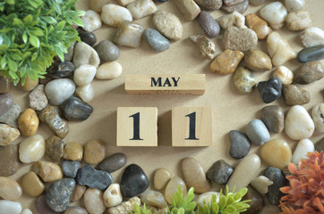 May Month, Appointment date with number cube design, colorful stone. Date 11.