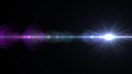 Wall Mural - lens flares and particles space lower thirds 3d illustration background.
