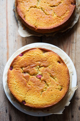 Wall Mural - Orange cake with rhubarb and raspberries 