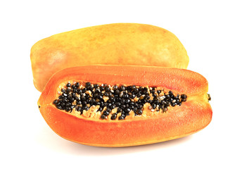 Sticker - Ripe papaya slice isolated on white background